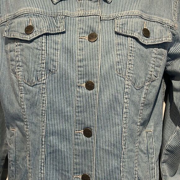 Nanette‎ Lepore Blue/White Striped Denim Jacket Size Small - Picture 3 of 12